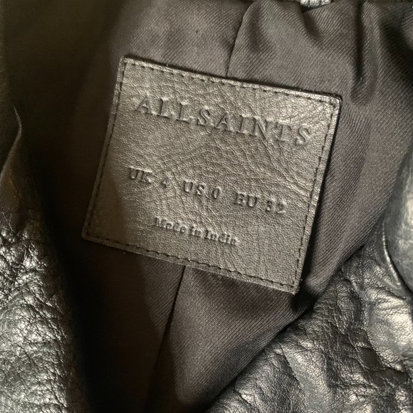 AllSaints Sarana Leather Biker Jacket, Black, Size 0 - Picture 7 of 7